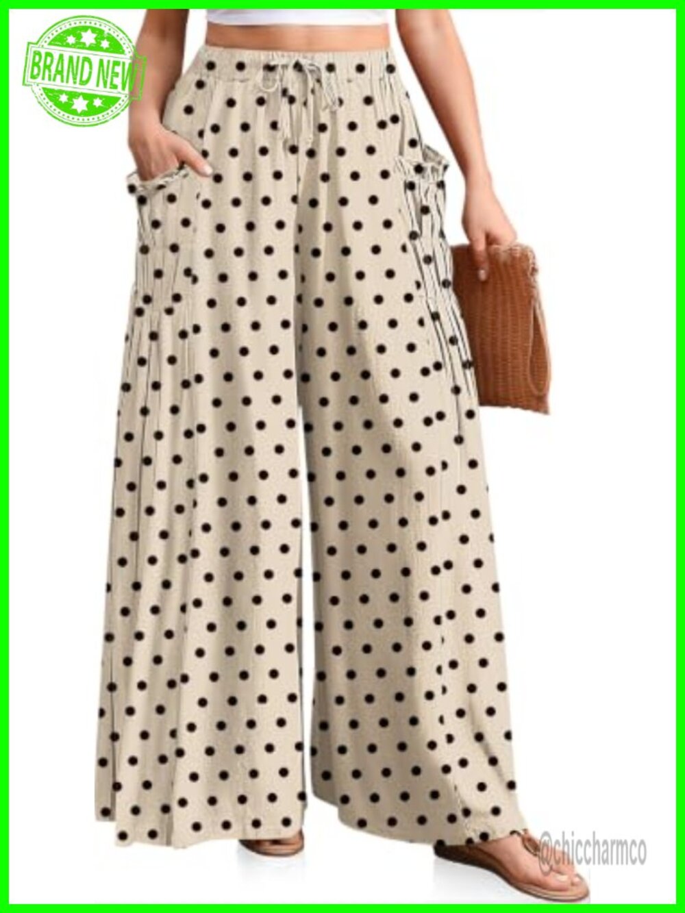 TARSE Women's Wide Leg Linen Blend Palazzo Pants Flowy Casual Trousers